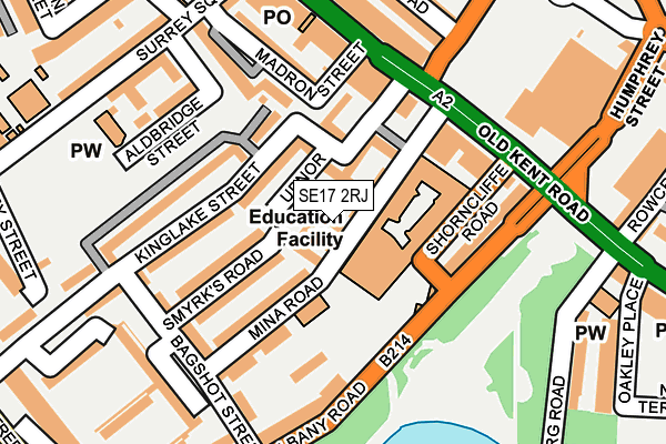 SE17 2RJ map - OS OpenMap – Local (Ordnance Survey)