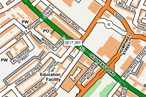 SE17 2RY map - OS OpenMap – Local (Ordnance Survey)
