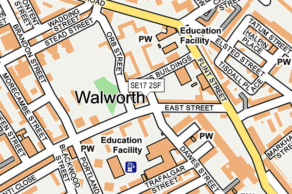 SE17 2SF map - OS OpenMap – Local (Ordnance Survey)