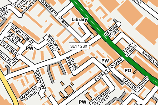 SE17 2SX map - OS OpenMap – Local (Ordnance Survey)