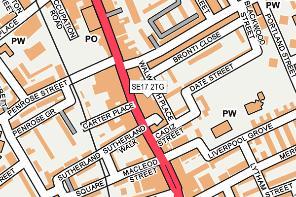 SE17 2TG map - OS OpenMap – Local (Ordnance Survey)