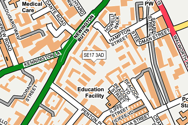 SE17 3AD map - OS OpenMap – Local (Ordnance Survey)