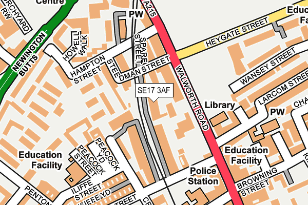 SE17 3AF map - OS OpenMap – Local (Ordnance Survey)