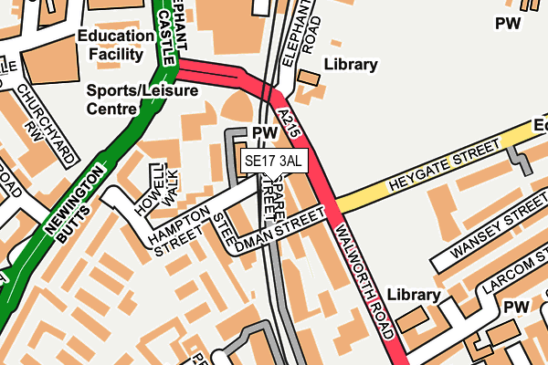 SE17 3AL map - OS OpenMap – Local (Ordnance Survey)