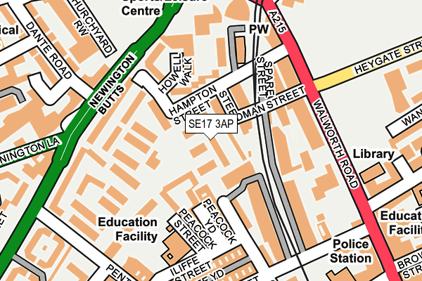 SE17 3AP map - OS OpenMap – Local (Ordnance Survey)