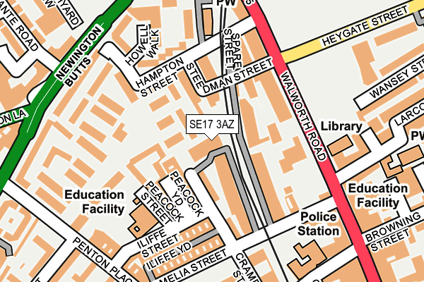 SE17 3AZ map - OS OpenMap – Local (Ordnance Survey)