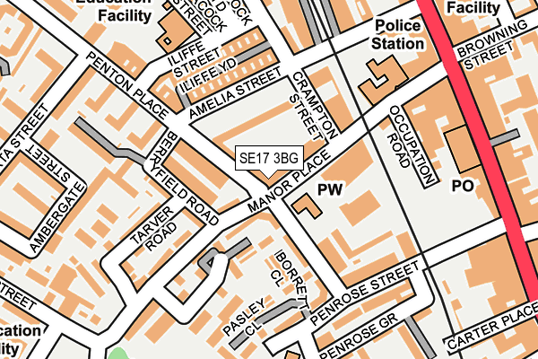 SE17 3BG map - OS OpenMap – Local (Ordnance Survey)