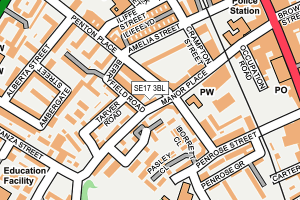 SE17 3BL map - OS OpenMap – Local (Ordnance Survey)