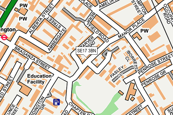 SE17 3BN map - OS OpenMap – Local (Ordnance Survey)