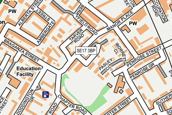 SE17 3BP map - OS OpenMap – Local (Ordnance Survey)