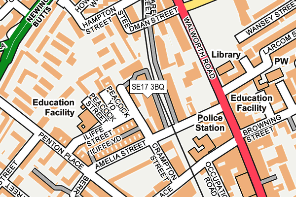 SE17 3BQ map - OS OpenMap – Local (Ordnance Survey)