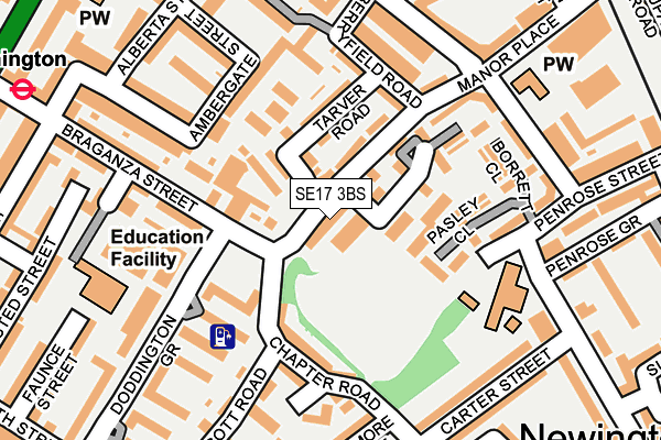 SE17 3BS map - OS OpenMap – Local (Ordnance Survey)