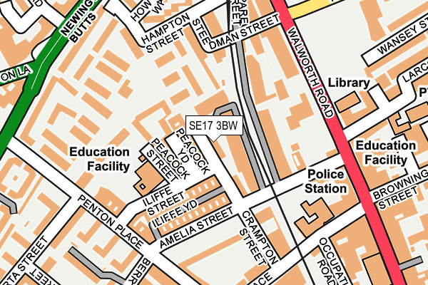 SE17 3BW map - OS OpenMap – Local (Ordnance Survey)