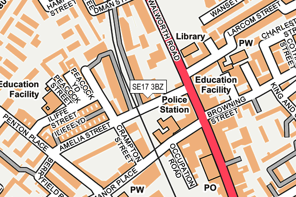 SE17 3BZ map - OS OpenMap – Local (Ordnance Survey)