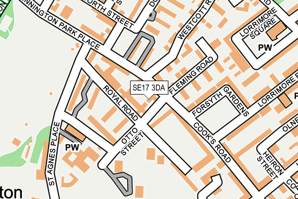 SE17 3DA map - OS OpenMap – Local (Ordnance Survey)
