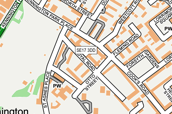 SE17 3DD map - OS OpenMap – Local (Ordnance Survey)