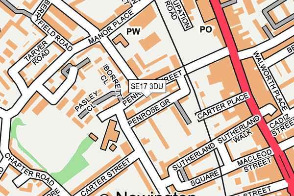 SE17 3DU map - OS OpenMap – Local (Ordnance Survey)