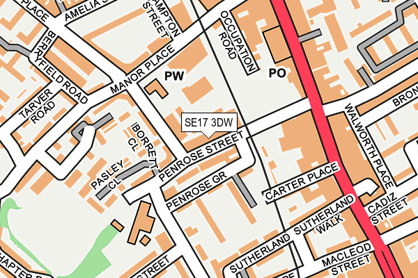 SE17 3DW map - OS OpenMap – Local (Ordnance Survey)