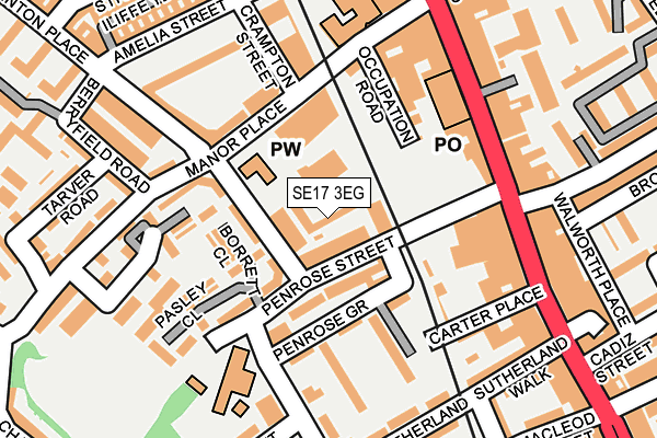 SE17 3EG map - OS OpenMap – Local (Ordnance Survey)