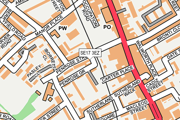 SE17 3EZ map - OS OpenMap – Local (Ordnance Survey)