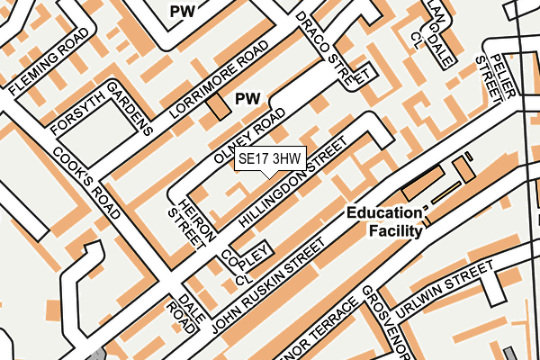 SE17 3HW map - OS OpenMap – Local (Ordnance Survey)
