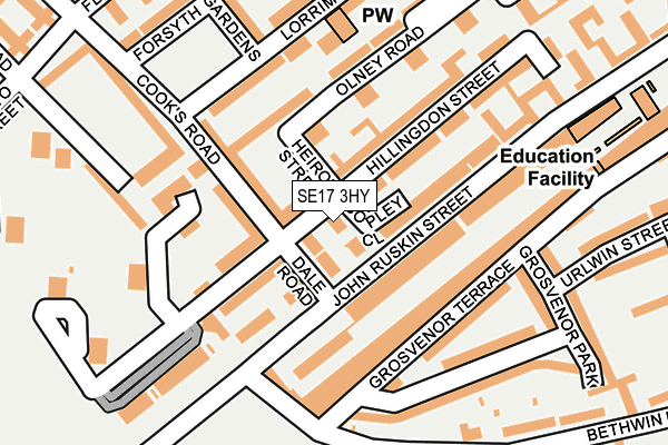 SE17 3HY map - OS OpenMap – Local (Ordnance Survey)
