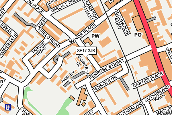 SE17 3JB map - OS OpenMap – Local (Ordnance Survey)