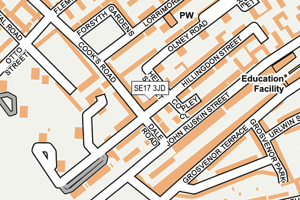 SE17 3JD map - OS OpenMap – Local (Ordnance Survey)