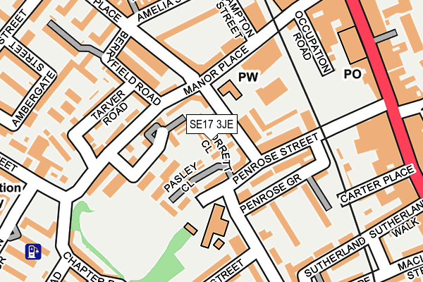 SE17 3JE map - OS OpenMap – Local (Ordnance Survey)