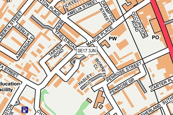 SE17 3JN map - OS OpenMap – Local (Ordnance Survey)