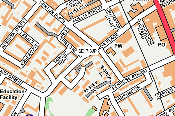SE17 3JP map - OS OpenMap – Local (Ordnance Survey)