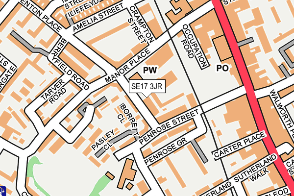 SE17 3JR map - OS OpenMap – Local (Ordnance Survey)