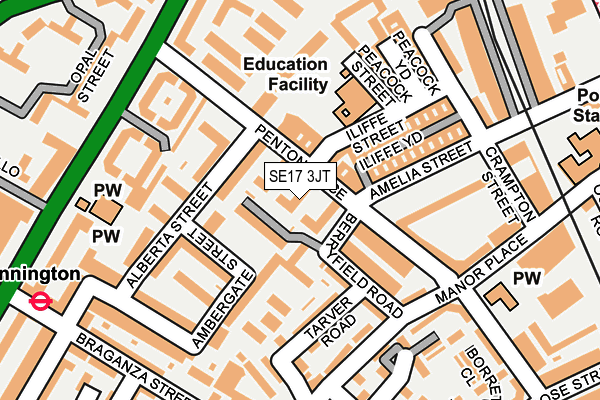 SE17 3JT map - OS OpenMap – Local (Ordnance Survey)