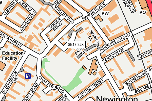 SE17 3JX map - OS OpenMap – Local (Ordnance Survey)