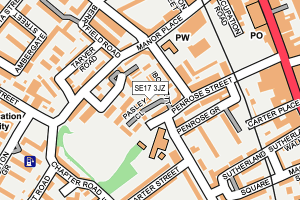 SE17 3JZ map - OS OpenMap – Local (Ordnance Survey)