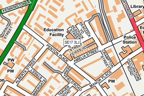 SE17 3LJ map - OS OpenMap – Local (Ordnance Survey)