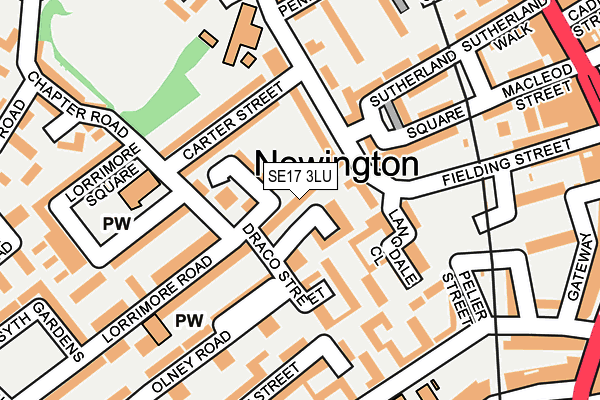 SE17 3LU map - OS OpenMap – Local (Ordnance Survey)