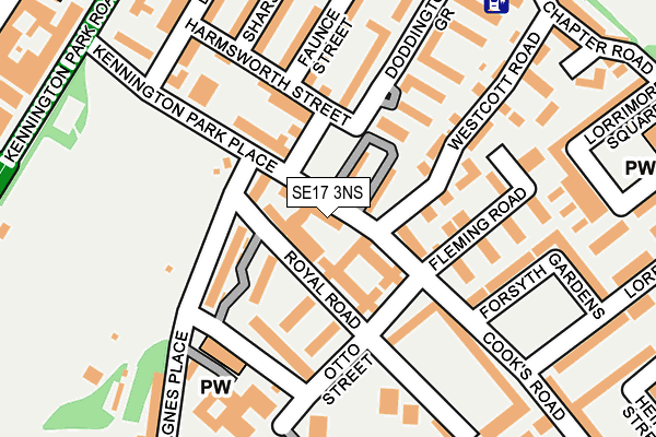 SE17 3NS map - OS OpenMap – Local (Ordnance Survey)