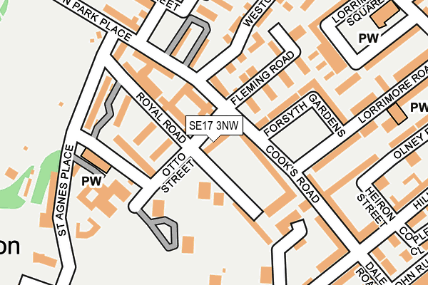 SE17 3NW map - OS OpenMap – Local (Ordnance Survey)