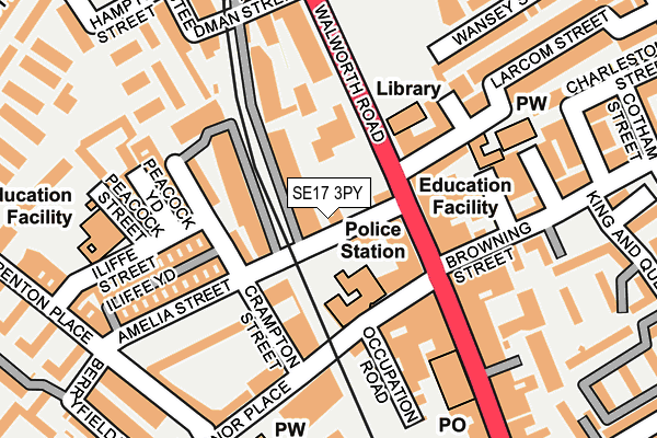SE17 3PY map - OS OpenMap – Local (Ordnance Survey)