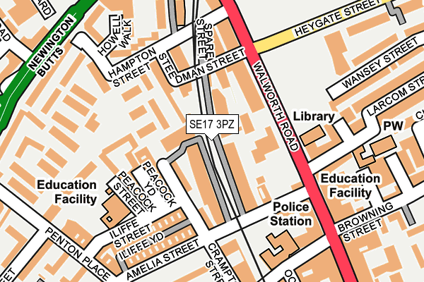 SE17 3PZ map - OS OpenMap – Local (Ordnance Survey)