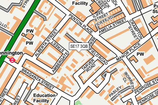 SE17 3QB map - OS OpenMap – Local (Ordnance Survey)