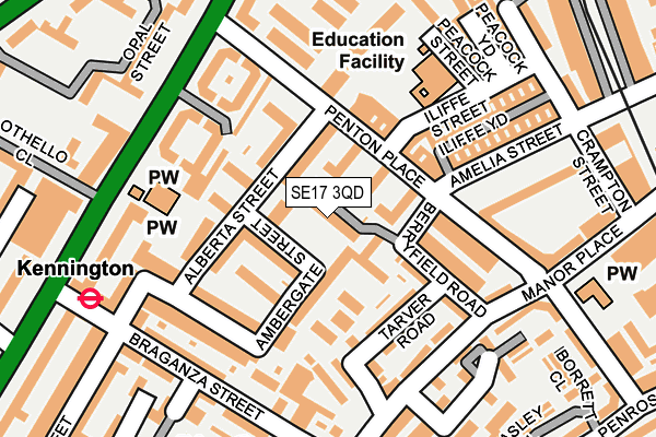 SE17 3QD map - OS OpenMap – Local (Ordnance Survey)