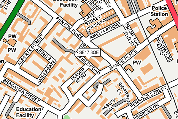 SE17 3QE map - OS OpenMap – Local (Ordnance Survey)