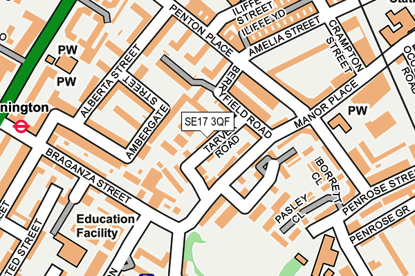 SE17 3QF map - OS OpenMap – Local (Ordnance Survey)