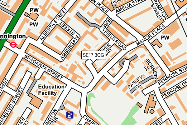 SE17 3QG map - OS OpenMap – Local (Ordnance Survey)