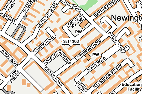 SE17 3QS map - OS OpenMap – Local (Ordnance Survey)