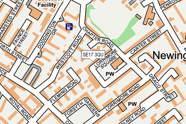 SE17 3QU map - OS OpenMap – Local (Ordnance Survey)