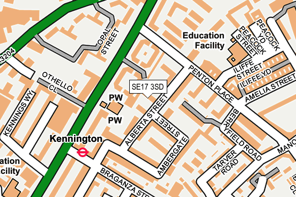 SE17 3SD map - OS OpenMap – Local (Ordnance Survey)