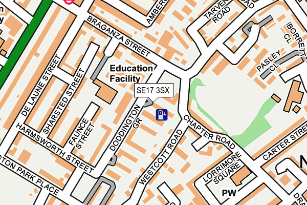 SE17 3SX map - OS OpenMap – Local (Ordnance Survey)